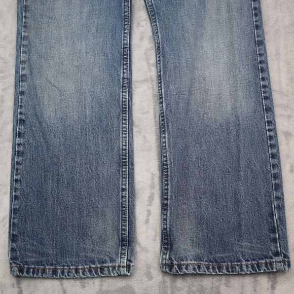 Nautica Jeans Mens 33 Blue Bootcut Mid Rise Cotton Pocket Button Zip Denim Pants - Picture 14 of 16